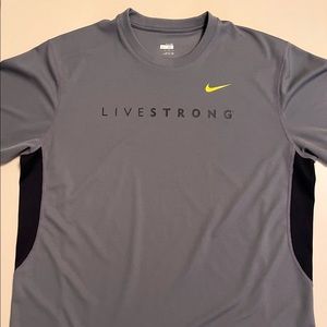 Men’s XL NIKE FIT LIVESTRONG GRAY DRI-FIT fabric YELLOW SLEEVE SPORT EUC Swoosh